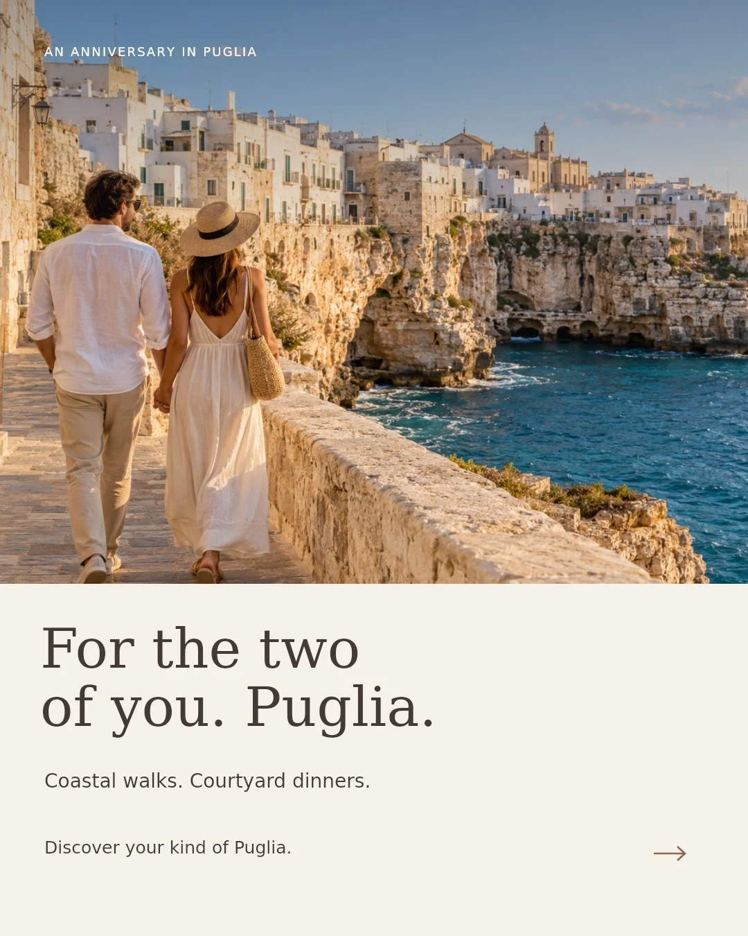 Puglia romantic escape campaign social post