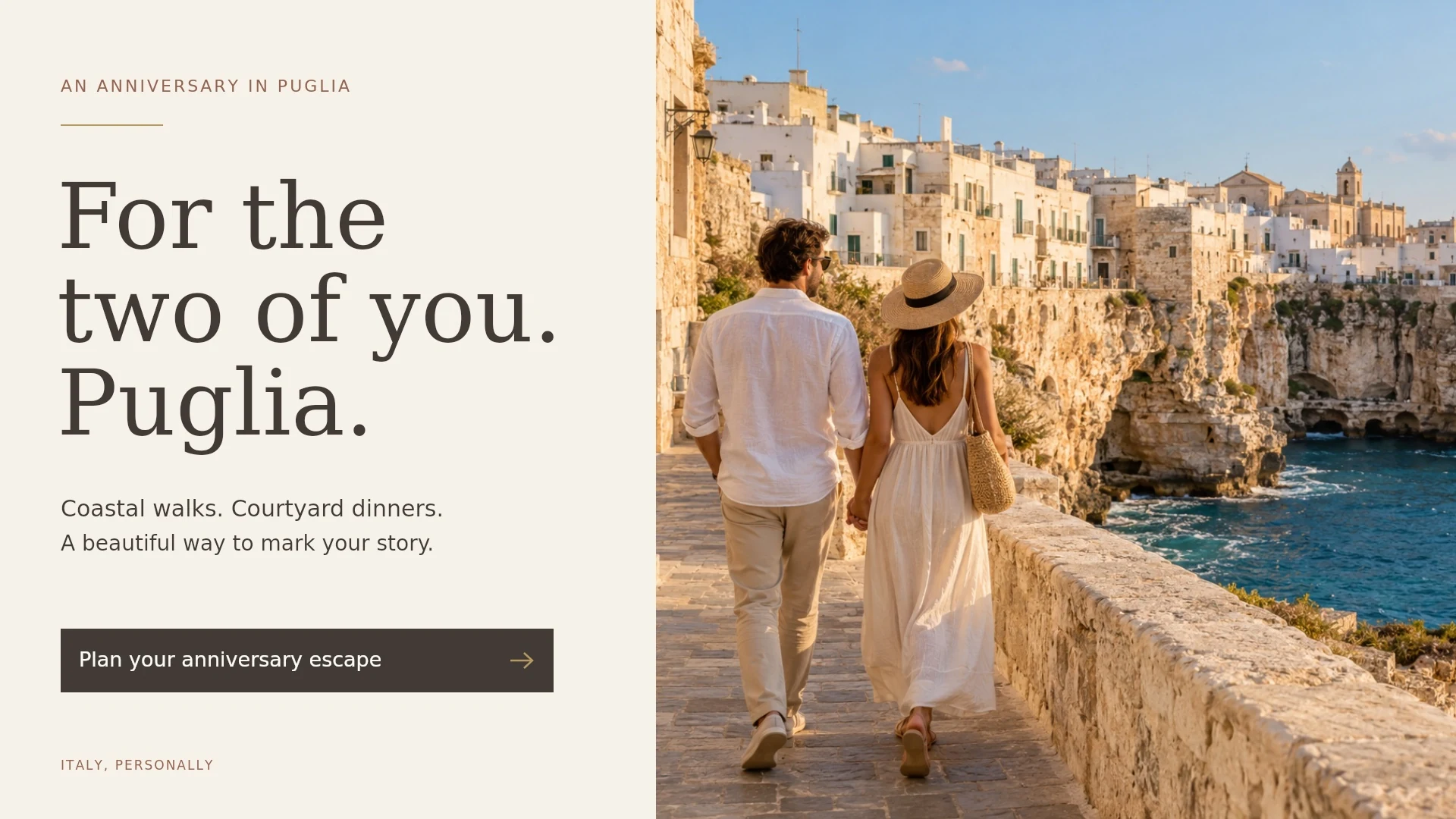 Puglia campaign hero design