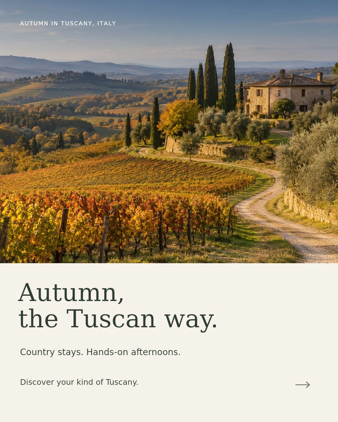 Tuscany autumn campaign social post