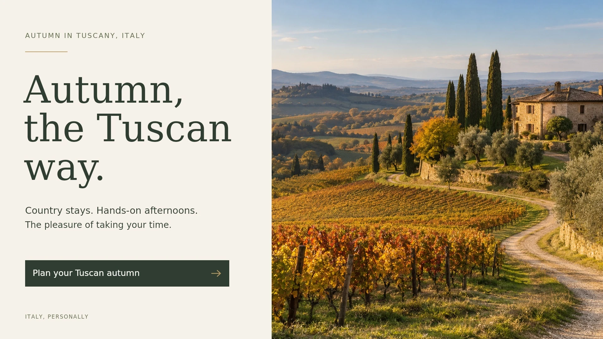 Tuscany campaign hero design
